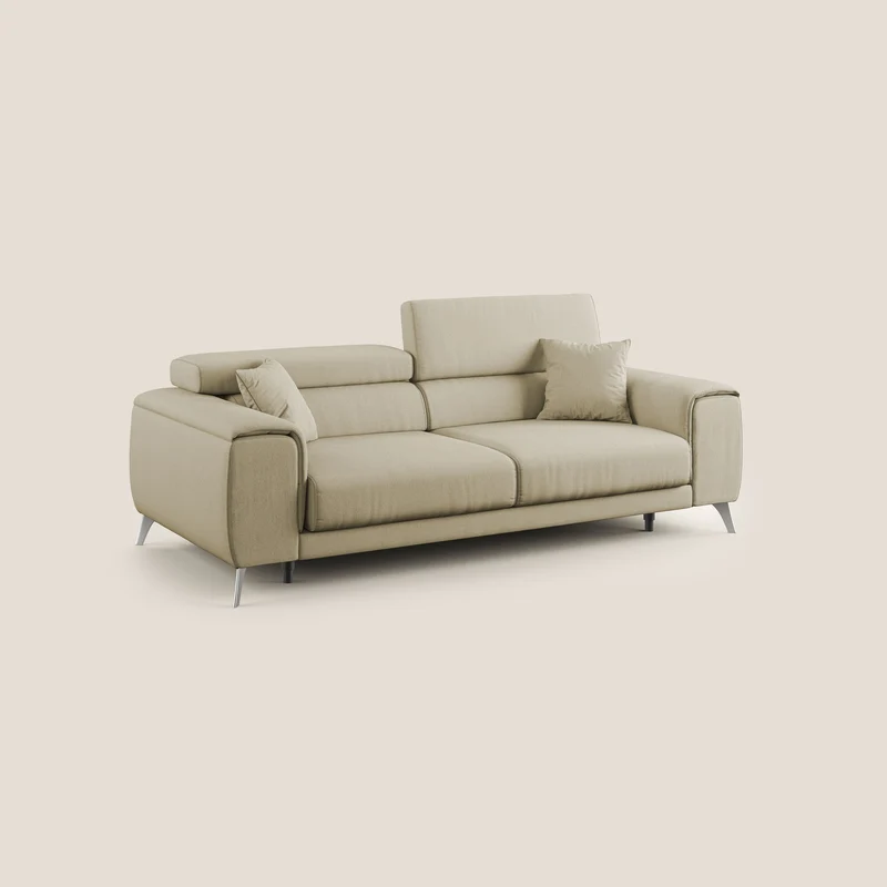 Fusion Canapé avec assises coulissantes en tissu doux antitache T05 chameau
