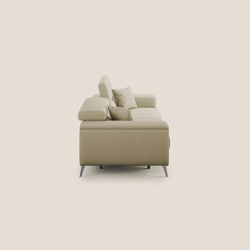 Fusion Canapé avec assises coulissantes en tissu doux antitache T05 chameau