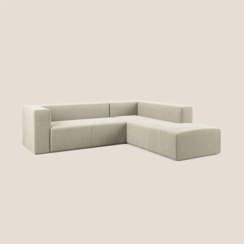 Nettuno canapé d'angle modulable en bouclette douce T07 beige