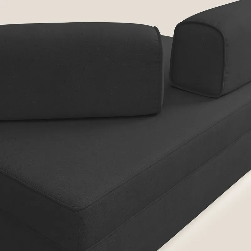 Liberty canapé avec pouf extractible et dossier amovible en tissu doux imperméable T02 noir