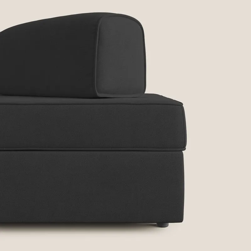 Liberty canapé avec pouf extractible et dossier amovible en tissu doux imperméable T02 noir