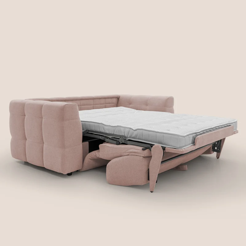 Tender Canapé convertible avec matelas H14 cm en bouclette imperméable T07 rose