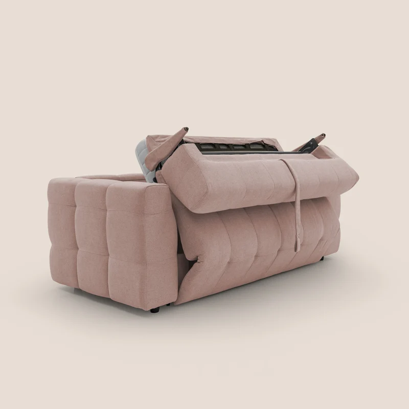 Tender Canapé convertible avec matelas H14 cm en bouclette imperméable T07 rose