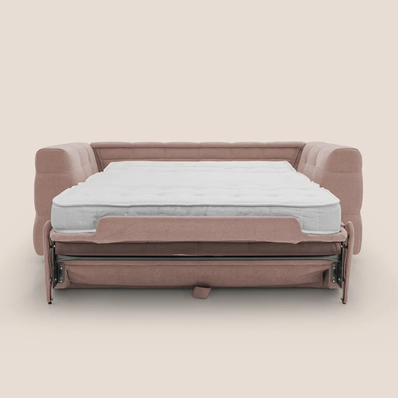Tender Canapé convertible avec matelas H14 cm en bouclette imperméable T07 rose