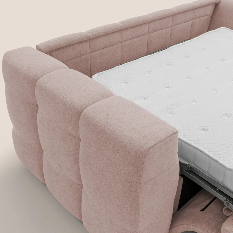 Tender Canapé convertible avec matelas H14 cm en bouclette imperméable T07 rose
