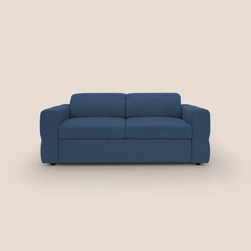 Kronos Canapé avec pouf extractible et têtières inclinalbes en microfibre douce imperméable T11 bleu