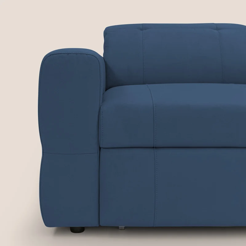 Kronos Canapé avec pouf extractible et têtières inclinalbes en microfibre douce imperméable T11 bleu