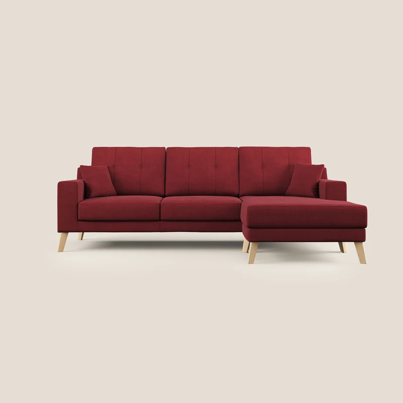 Danish canapé d'angle moderne reversible en tissu doux imperméable T02 rouge