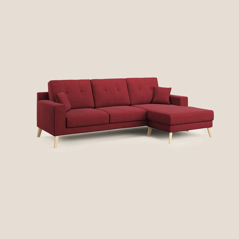 Danish canapé d'angle moderne reversible en tissu doux imperméable T02 rouge