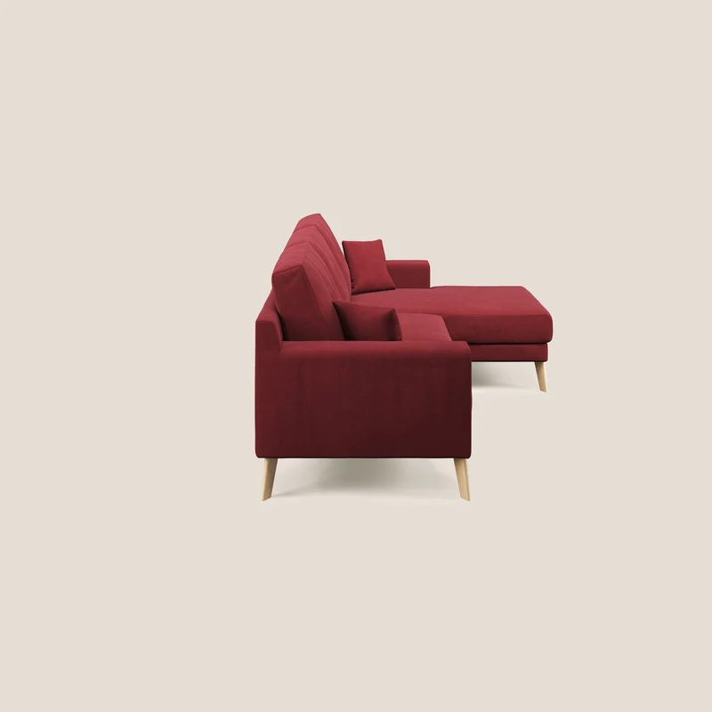 Danish canapé d'angle moderne reversible en tissu doux imperméable T02 rouge