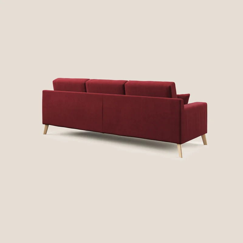 Danish canapé d'angle moderne reversible en tissu doux imperméable T02 rouge
