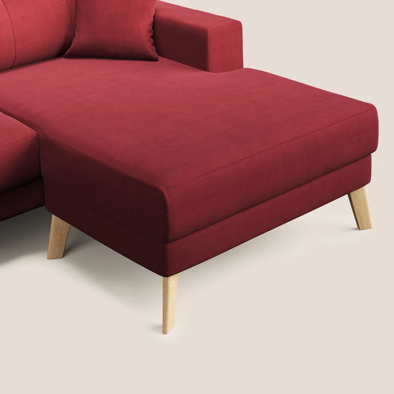 Danish canapé d'angle moderne reversible en tissu doux imperméable T02 rouge