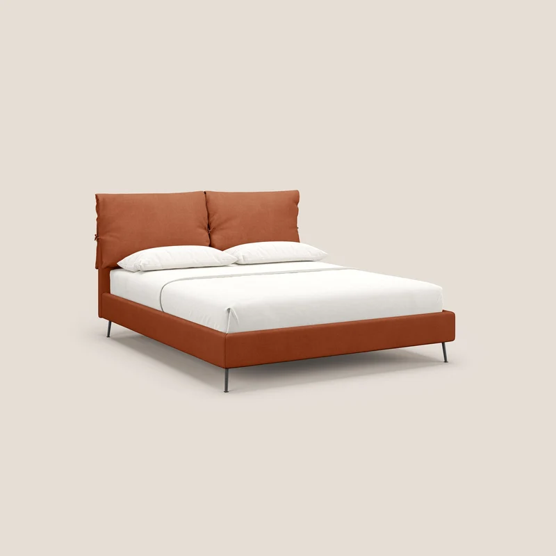 Artemisia lit rembourré avec pieds hauts déhoussable en tissu détachable T17 orange