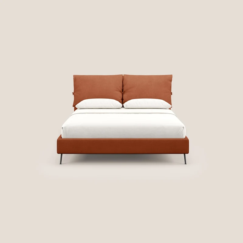 Artemisia lit rembourré avec pieds hauts déhoussable en tissu détachable T17 orange