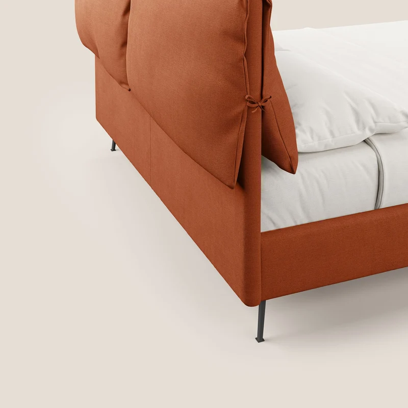 Artemisia lit rembourré avec pieds hauts déhoussable en tissu détachable T17 orange