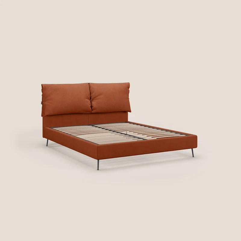 Artemisia lit rembourré avec pieds hauts déhoussable en tissu détachable T17 orange