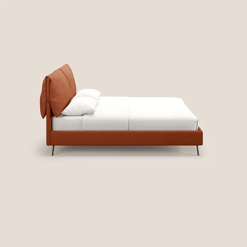 Artemisia lit rembourré avec pieds hauts déhoussable en tissu détachable T17 orange