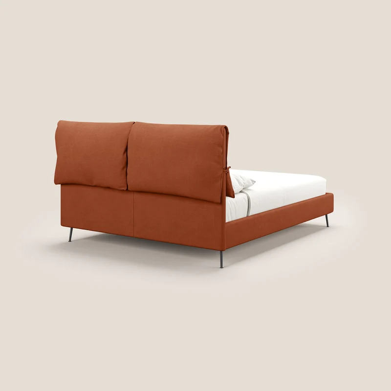 Artemisia lit rembourré avec pieds hauts déhoussable en tissu détachable T17 orange