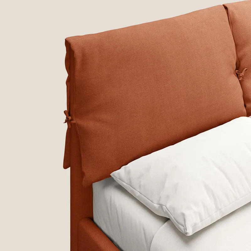 Artemisia lit rembourré avec pieds hauts déhoussable en tissu détachable T17 orange