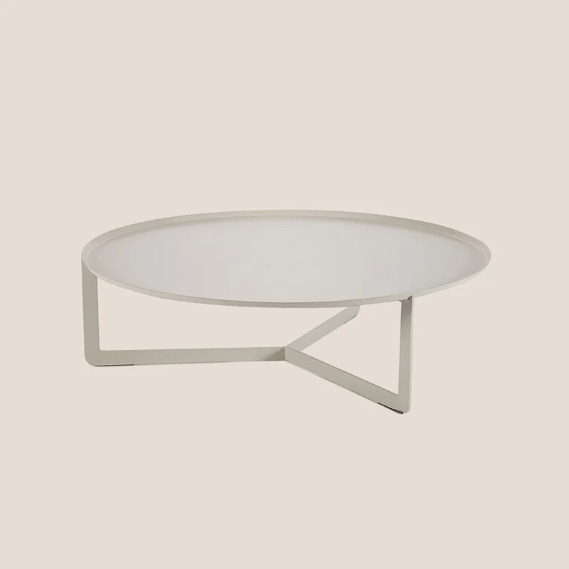 Round Table basse ronde de salon en métal h23 cm chanvre