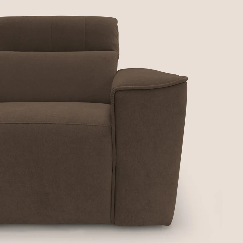Clark Canapé modulable avec 3 assises et avec option relax électrique en tissu imperméable et détachable T17 marron
