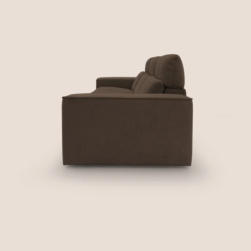 Clark Canapé modulable avec 3 assises et avec option relax électrique en tissu imperméable et détachable T17 marron