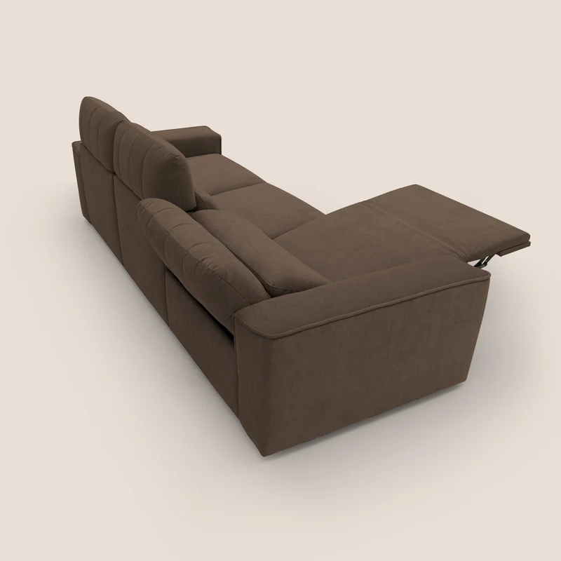 Clark Canapé modulable avec 3 assises et avec option relax électrique en tissu imperméable et détachable T17 marron