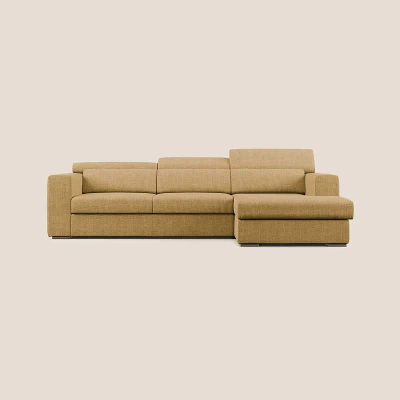 Vegas canapé d'angle avec têtières inclinables en tissu doux imperméable T06 jaune