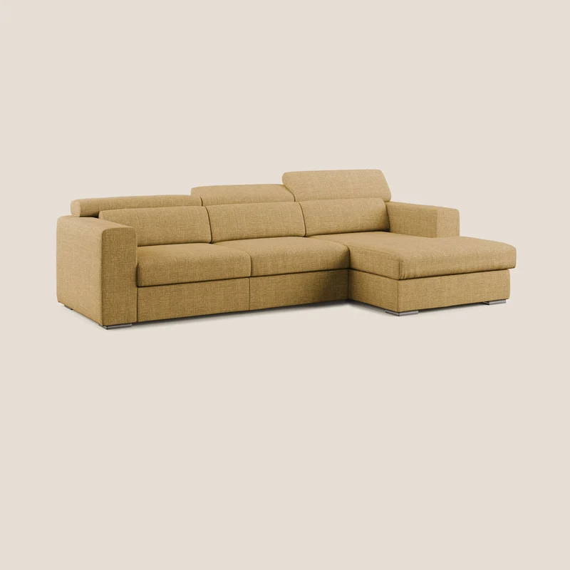 Vegas canapé d'angle avec têtières inclinables en tissu doux imperméable T06 jaune