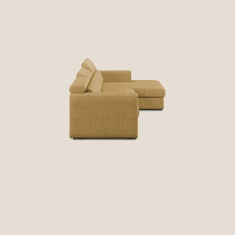 Vegas canapé d'angle avec têtières inclinables en tissu doux imperméable T06 jaune