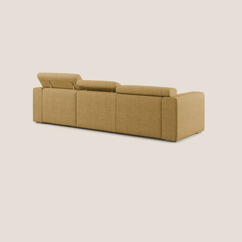 Vegas canapé d'angle avec têtières inclinables en tissu doux imperméable T06 jaune