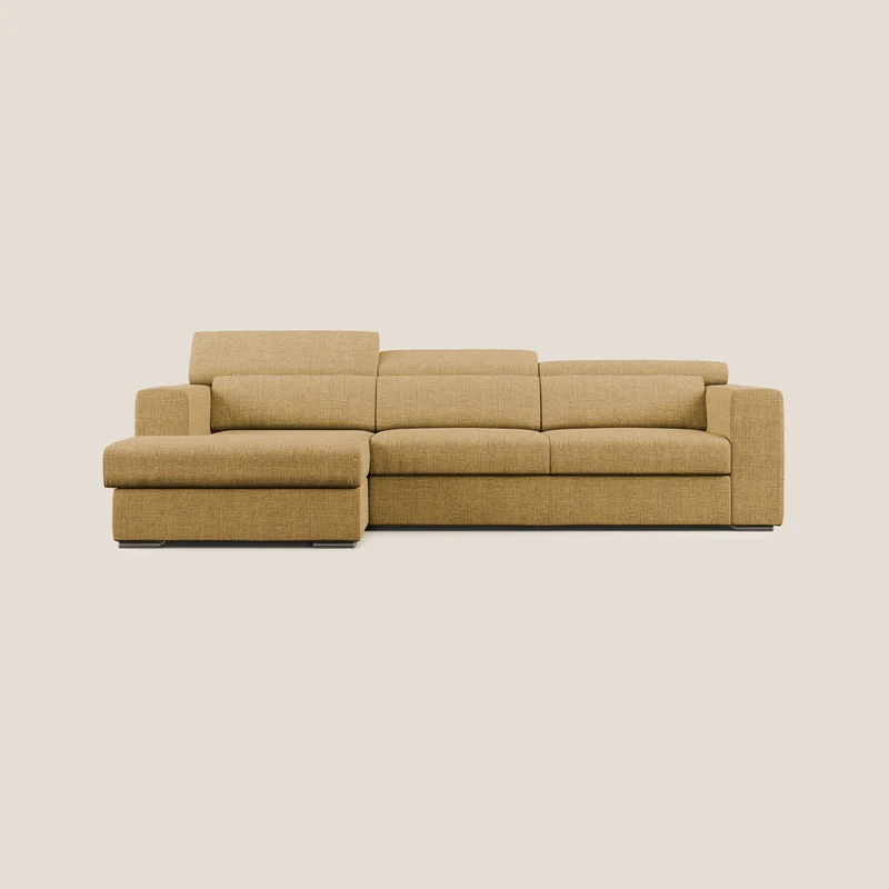 Vegas canapé d'angle avec têtières inclinables en tissu doux imperméable T06 jaune
