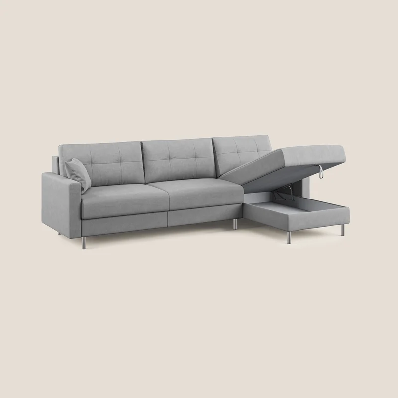 Megan canapé d'angle convertible en microfibre détachable T11 gris