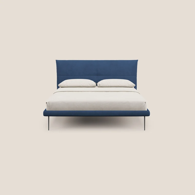 Akiko lit rembourré avec pieds hauts en métal en tissu imperméable T02 bleu
