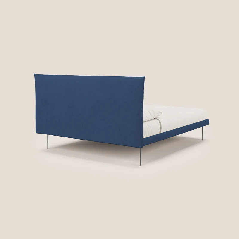 Akiko lit rembourré avec pieds hauts en métal en tissu imperméable T02 bleu