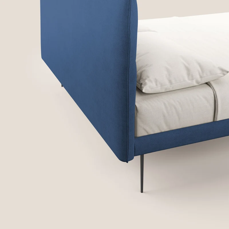 Akiko lit rembourré avec pieds hauts en métal en tissu imperméable T02 bleu