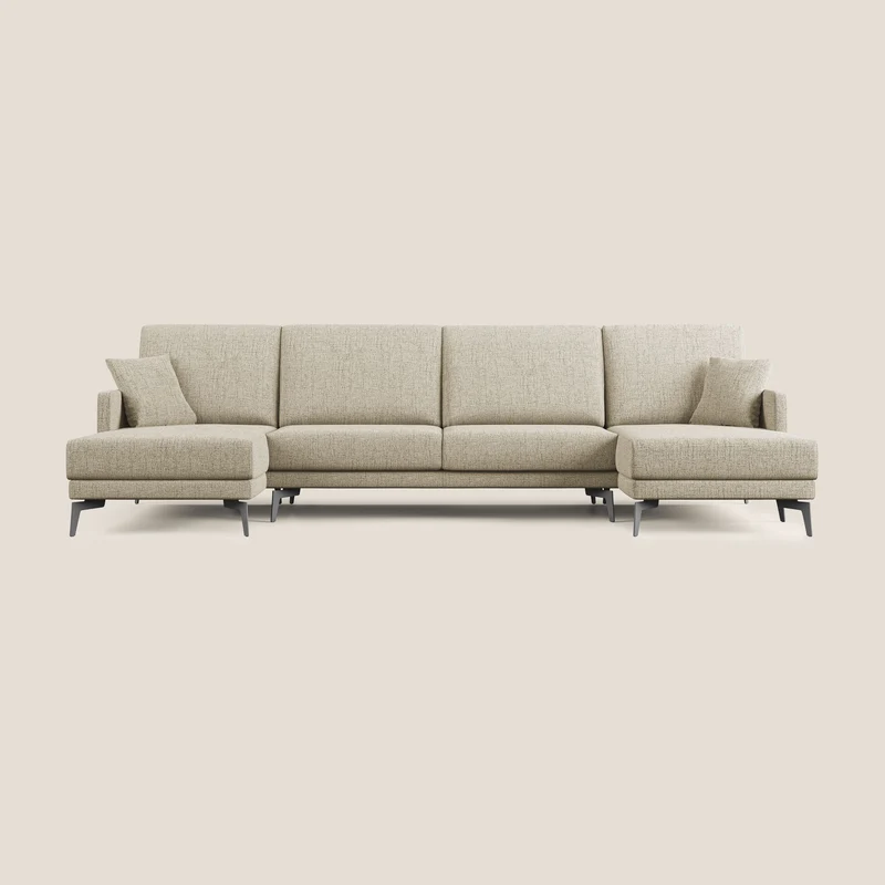 Saturno canapé panoramique moderne en tissu doux imperméable T03 beige