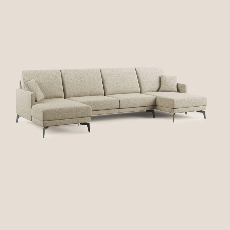 Saturno canapé panoramique moderne en tissu doux imperméable T03 beige