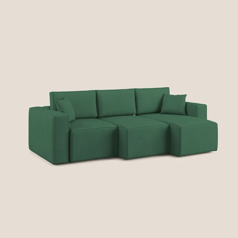 Morfeo Canapé avec 3 assises extractibles en tissu doux imperméable T02 vert