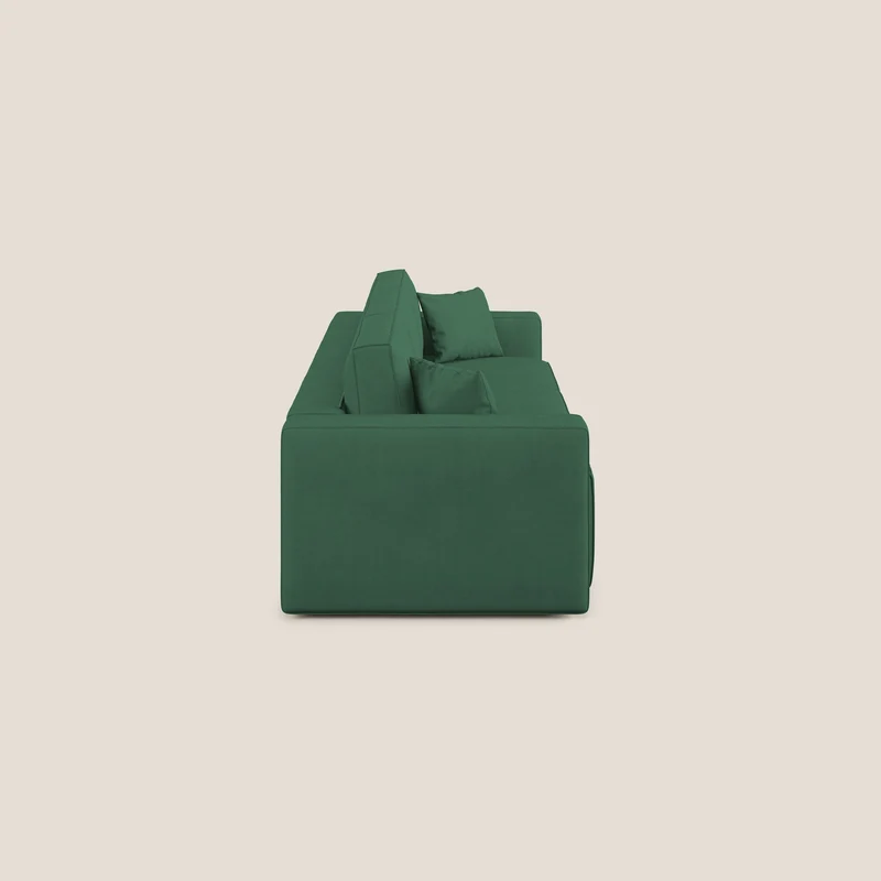 Morfeo Canapé avec 3 assises extractibles en tissu doux imperméable T02 vert