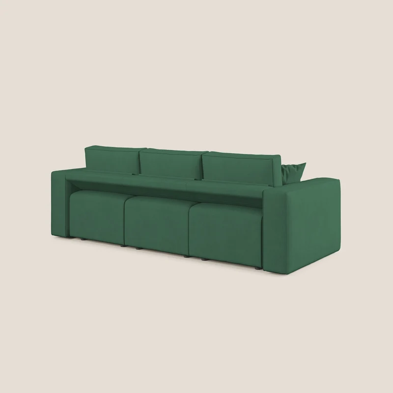 Morfeo Canapé avec 3 assises extractibles en tissu doux imperméable T02 vert