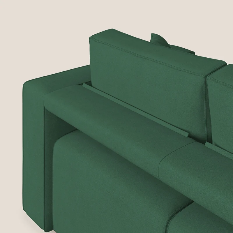 Morfeo Canapé avec 3 assises extractibles en tissu doux imperméable T02 vert