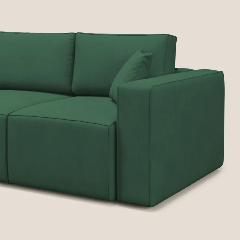 Morfeo Canapé avec 3 assises extractibles en tissu doux imperméable T02 vert