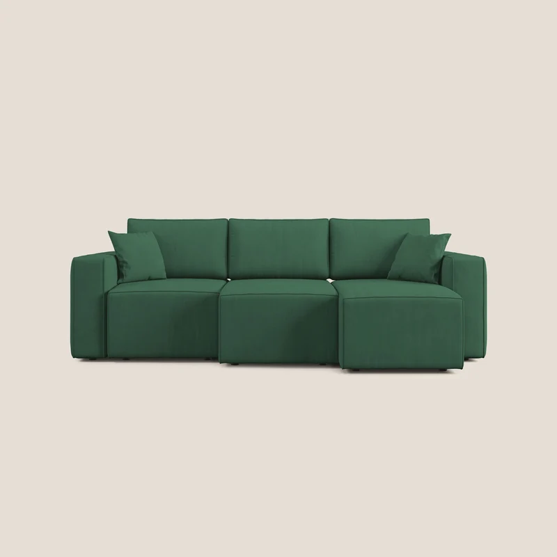 Morfeo Canapé avec 3 assises extractibles en tissu doux imperméable T02 vert