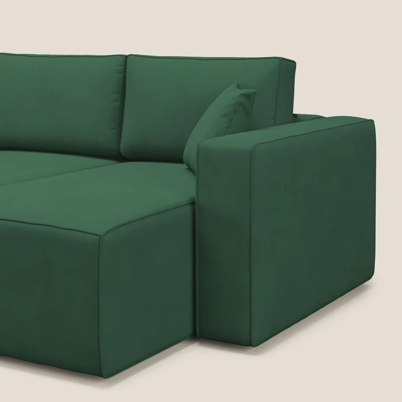 Morfeo Canapé avec 3 assises extractibles en tissu doux imperméable T02 vert
