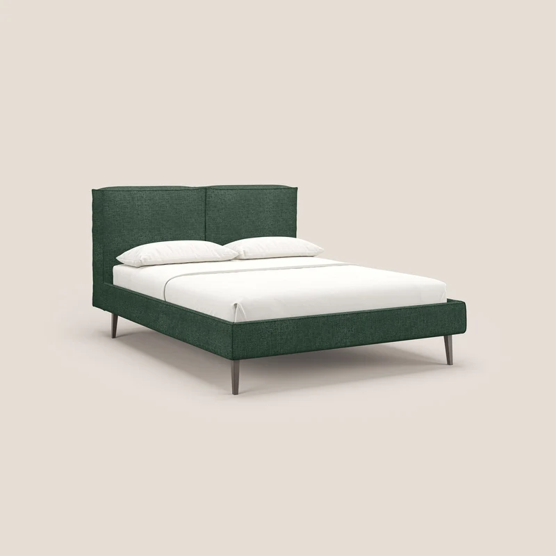 Isotta lit rembourré complètement déhoussable en tissu doux imperméable T10 vert