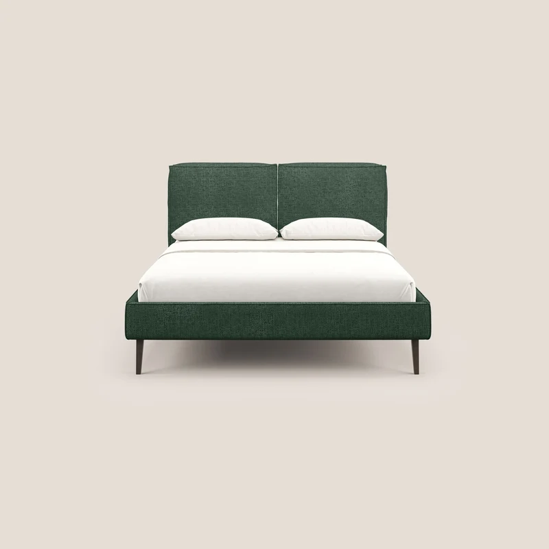 Isotta lit rembourré complètement déhoussable en tissu doux imperméable T10 vert