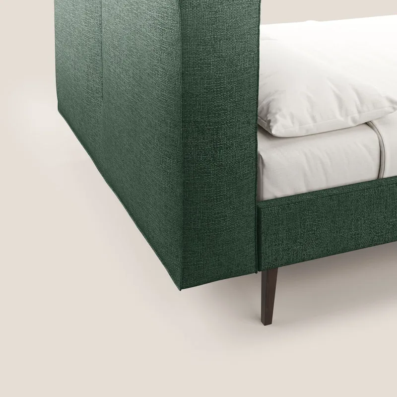 Isotta lit rembourré complètement déhoussable en tissu doux imperméable T10 vert