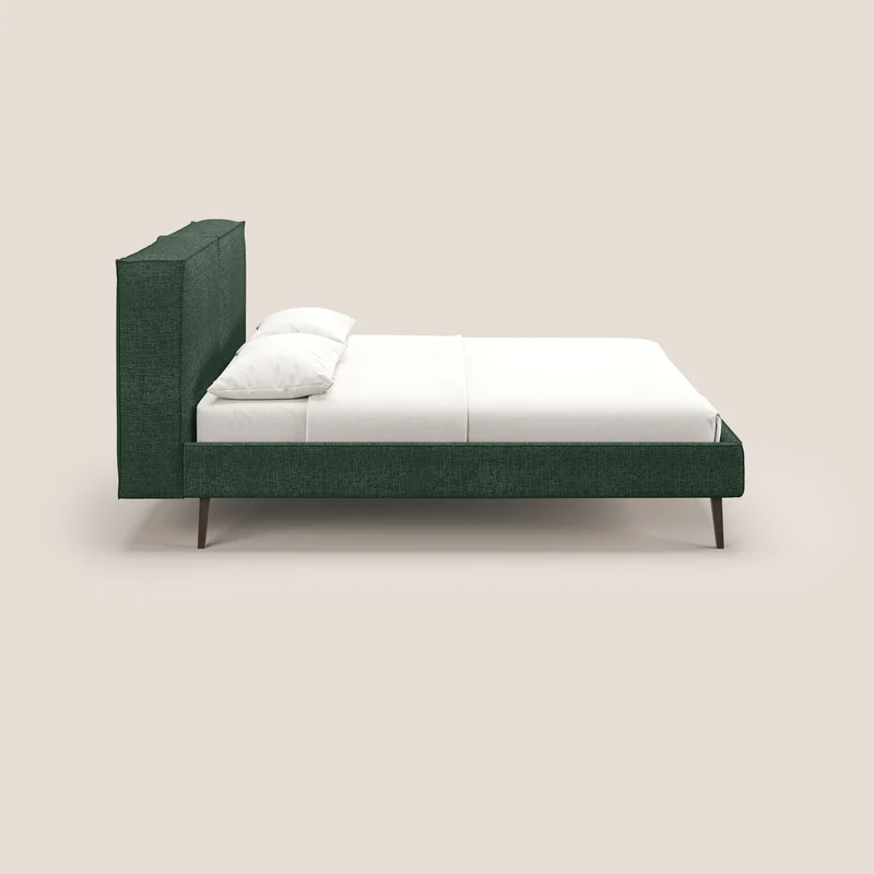 Isotta lit rembourré complètement déhoussable en tissu doux imperméable T10 vert
