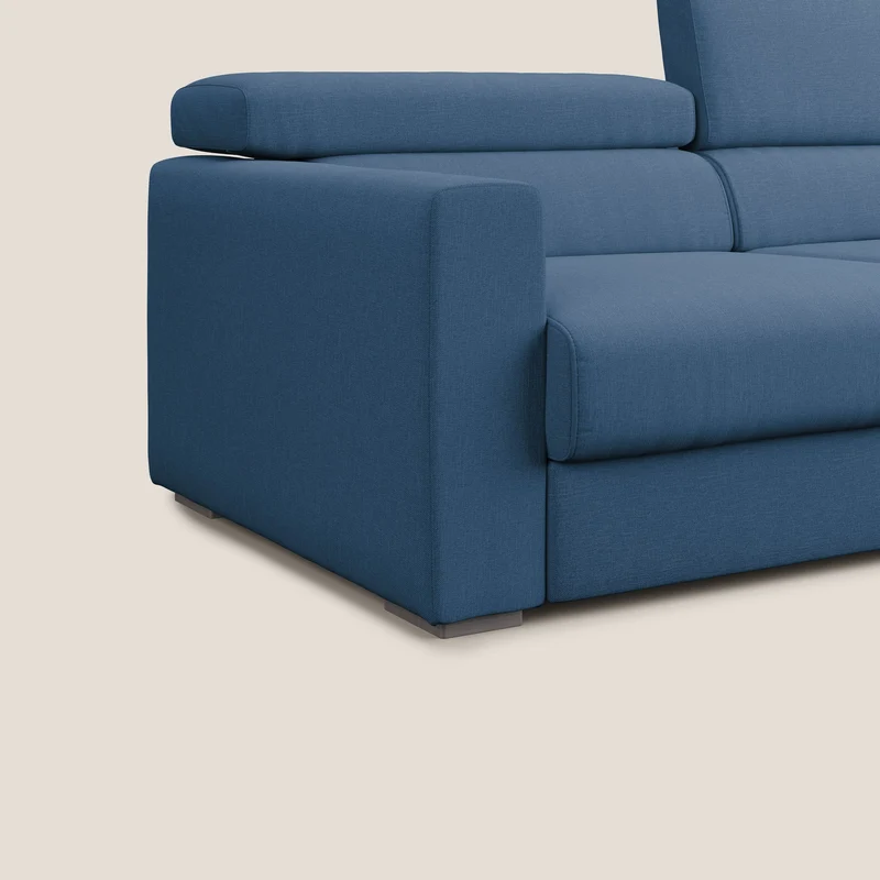Dylan canapé avec pouf extractible en tissu effet coton imperméable T13 bleu